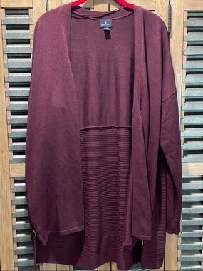 W by Worth Men's Open-Front Wine Burgundy Cardigan